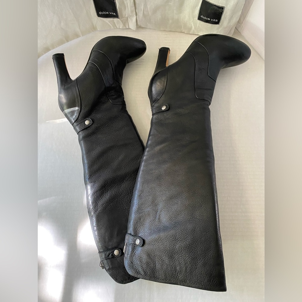 Dolce Vita black calfskin leather platform boots with back zip size 8 1/2 - Picture 16 of 16